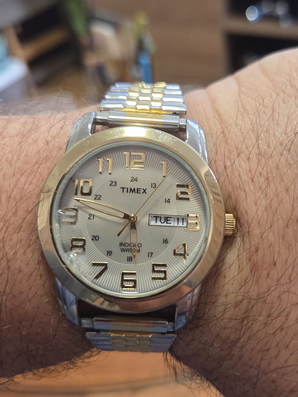 Timex Men’s Two-Tone Silver and Gold Dial Wristwatch
